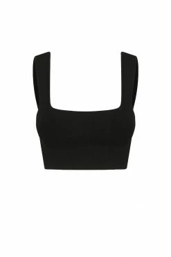 Shona Joy BASIC SQUARE NECK CROP TOP - BLACK TOPS