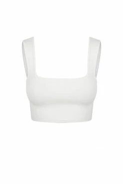 Shona Joy BASIC SQUARE NECK CROP TOP - IVORY TOPS