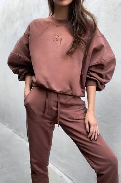 Shona Joy SJ LOGO BATWING SWEATER - CLOVE TOPS