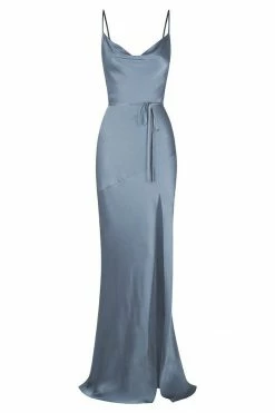 Shona Joy LA LUNE BIAS COWL MAXI DRESS - BLUE SMOKE DRESSES