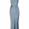 Shona Joy LA LUNE BIAS COWL MIDI DRESS - BLUE SMOKE