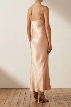 Shona Joy LA LUNE BIAS SLIP DRESS - DESERT ROSE DRESSES