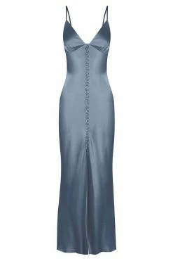 Shona Joy LA LUNE BIAS SLIP DRESS - BLUE SMOKE