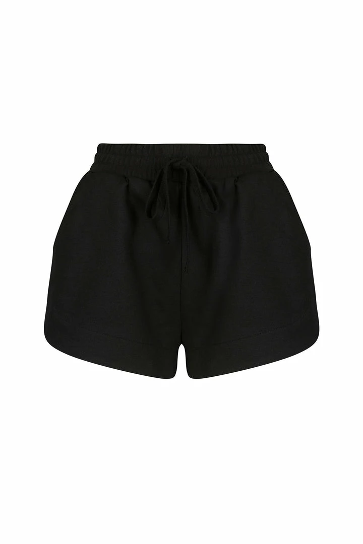 Shona Joy KNITWEAR SJ CURVED HEM SHORT - BLACK