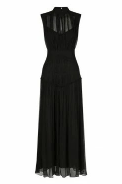 Shona Joy CLEMENCE HIGH NECK MIDI DRESS - BLACK