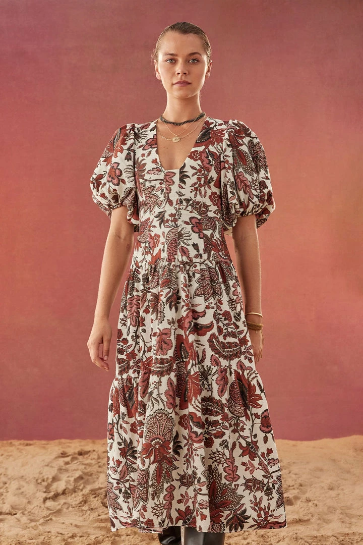 Shona Joy CATALINA PLUNGED SHORT SLEEVE MIDI DRESS