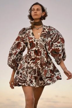 Shona Joy CATALINA PLUNGED BALLOON SLEEVE MINI DRESS DRESSES