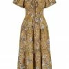 Shona Joy CECILIA LINEN TIE FRONT TIERED MIDI DRESS DRESSES