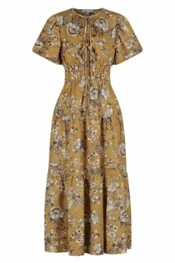 Shona Joy CECILIA LINEN TIE FRONT TIERED MIDI DRESS DRESSES