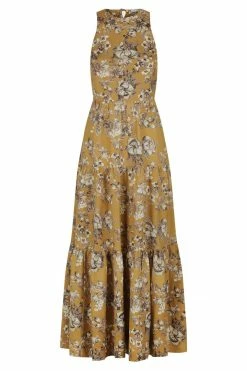 Shona Joy CECILIA LINEN TIE BACK MIDI DRESS DRESSES