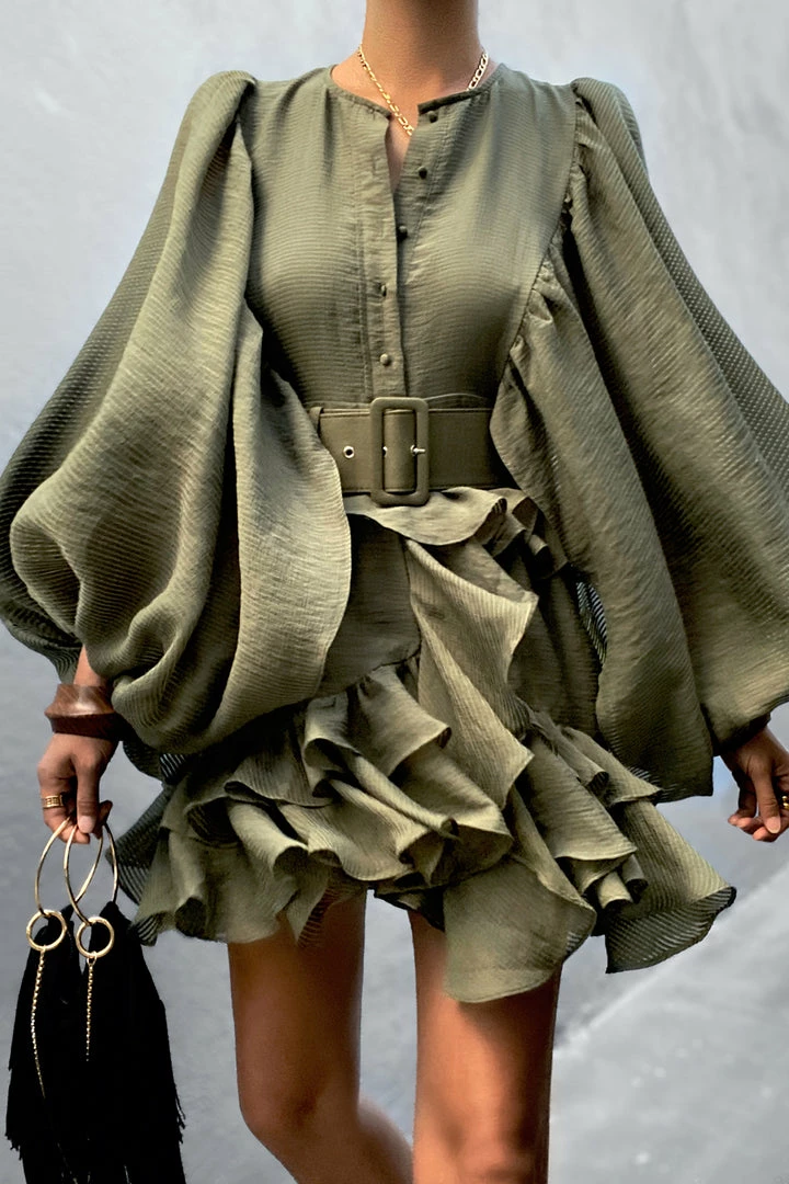 Shona Joy DRESSES CHARLOTTE DRAPED MINI DRESS - KHAKI