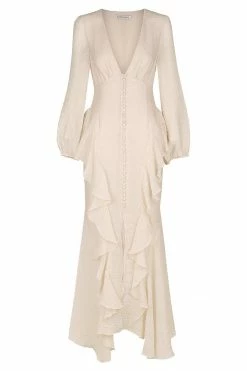 Shona Joy DRESSES CHARLOTTE RUFFLE MIDI DRESS - ECRU
