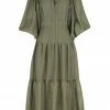 Shona Joy CHARLOTTE HIGH NECK MIDI DRESS - KHAKI DRESSES