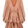Shona Joy CHARLOTTE PLUNGED DRAPED MINI DRESS - DESERT ROSE