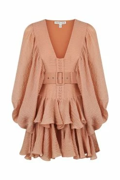 Shona Joy CHARLOTTE PLUNGED DRAPED MINI DRESS - DESERT ROSE