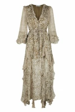 Shona Joy DRESSES CLAUDETTE BALLOON SLEEVE FRILL MIDI DRESS