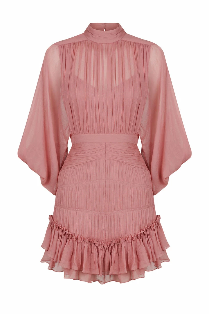 Shona Joy CLEMENCE LONG SLEEVE MINI DRESS - ANTIQUE ROSE DRESSES