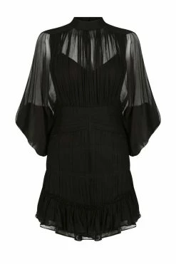 Shona Joy CLEMENCE LONG SLEEVE MINI DRESS - BLACK DRESSES