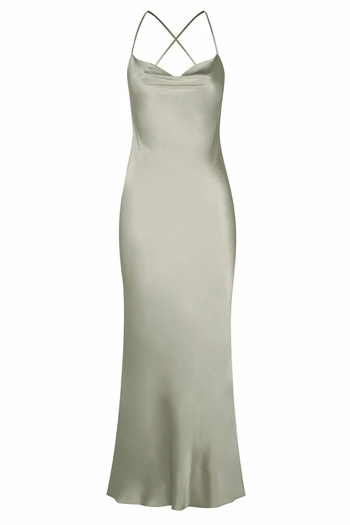 Shona Joy DRESSES LA LUNE BACKLESS BIAS MIDI DRESS - SAGE