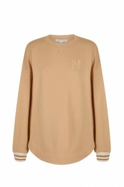 Shona Joy TOPS SJ LOGO CURVED HEM JUMPER - TAN