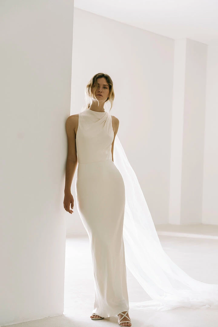 Shona Joy DRESSES LA LUNE HIGH NECK MAXI DRESS - CREAM