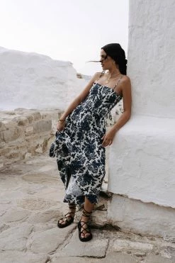 Shona Joy DIANA SHIRRED TIERED MIDI DRESS