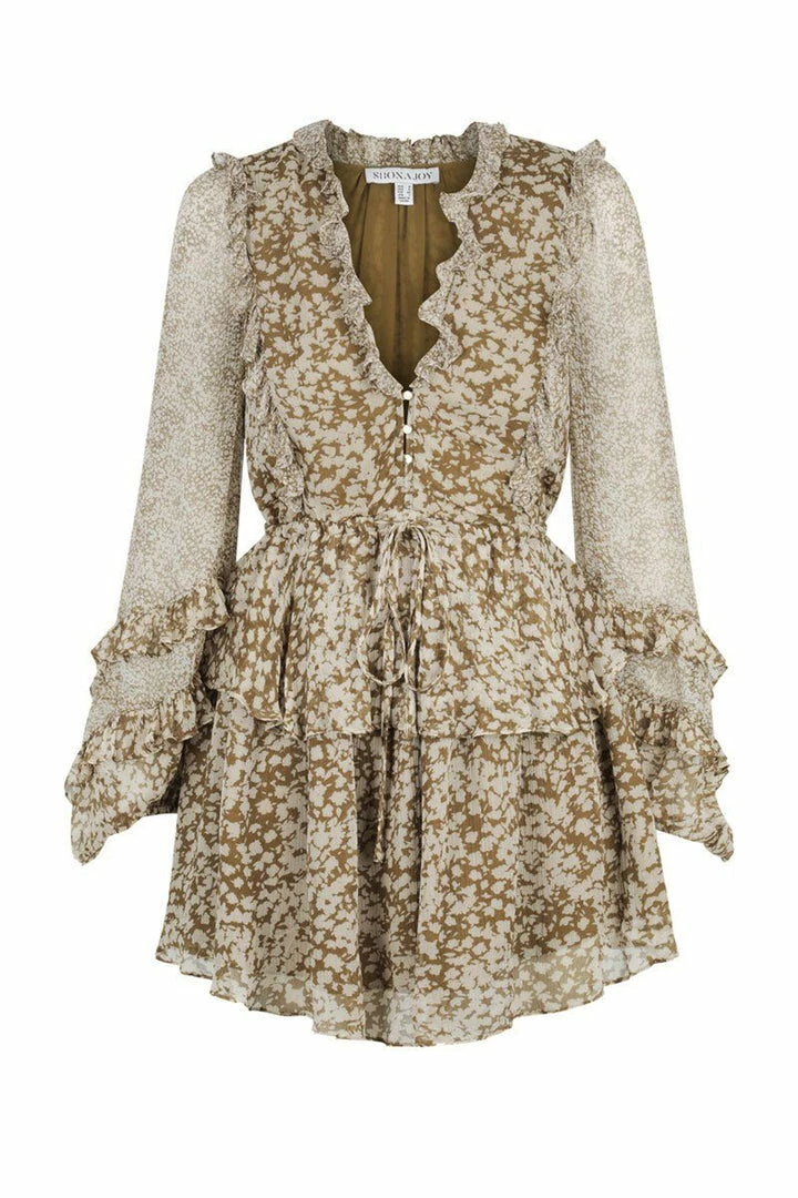 Shona Joy CLAUDETTE BALLOON SLEEVE DRAWSTRING MINI DRESS