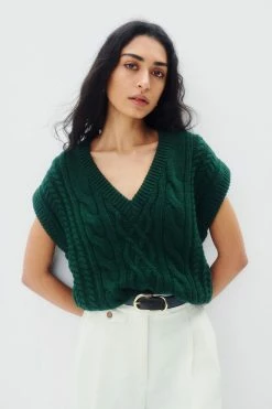 Shona Joy EVA CABLE VEST - ROSEMARY