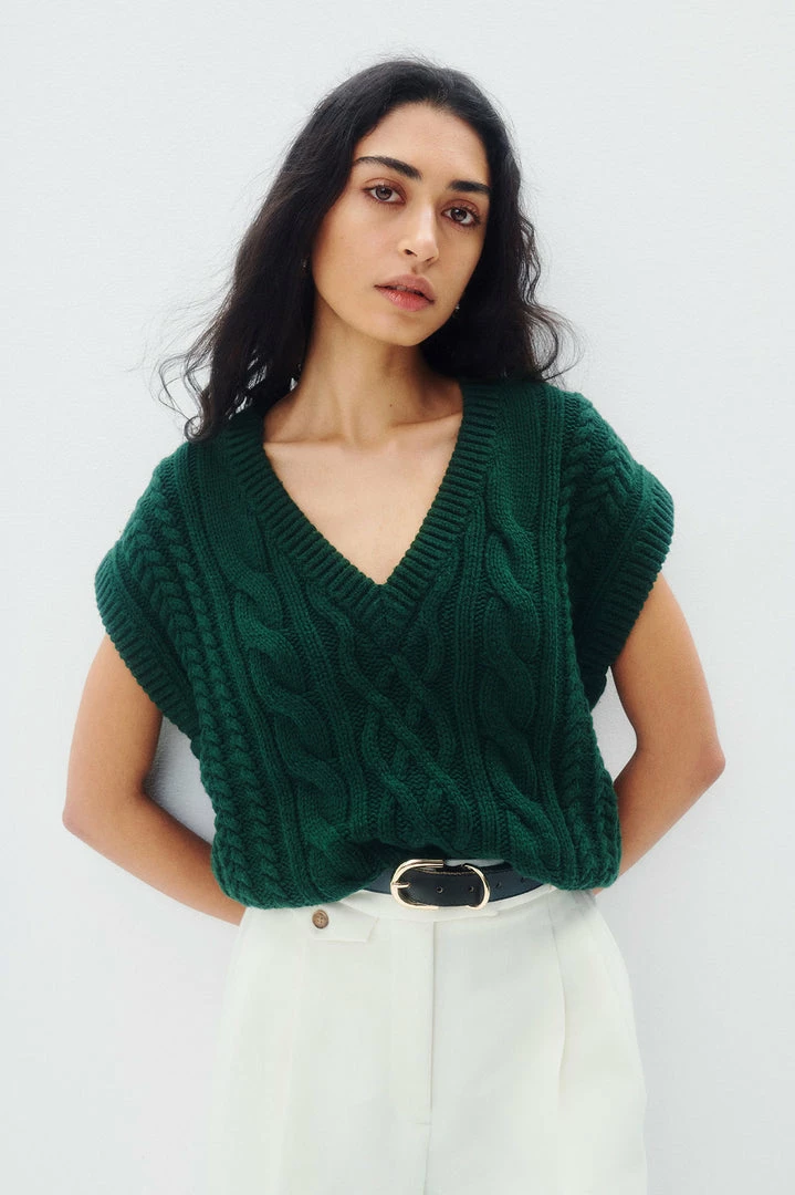 Shona Joy EVA CABLE VEST - ROSEMARY