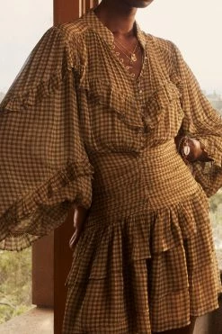 Shona Joy ELEONORA RUCHED FRILL MINI DRESS DRESSES