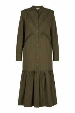 Shona Joy DRESSES ELLA CHEVRON FRILL MIDI DRESS - FOREST