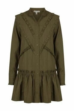 Shona Joy DRESSES ELLA CHEVRON FRILL MINI DRESS - FOREST