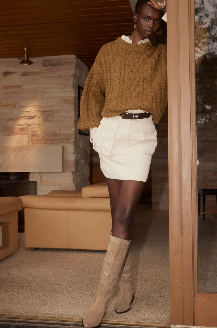 Shona Joy SKIRTS MATILDA LINEN UTILITY MINI SKIRT - CREMA