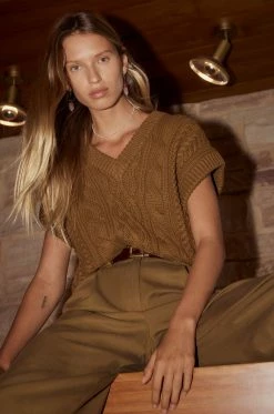 Shona Joy EVA CABLE VEST - TAPENADE