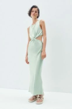 Shona Joy FELICITY TWIST FRONT SLEEVELESS MIDI DRESS - THYME