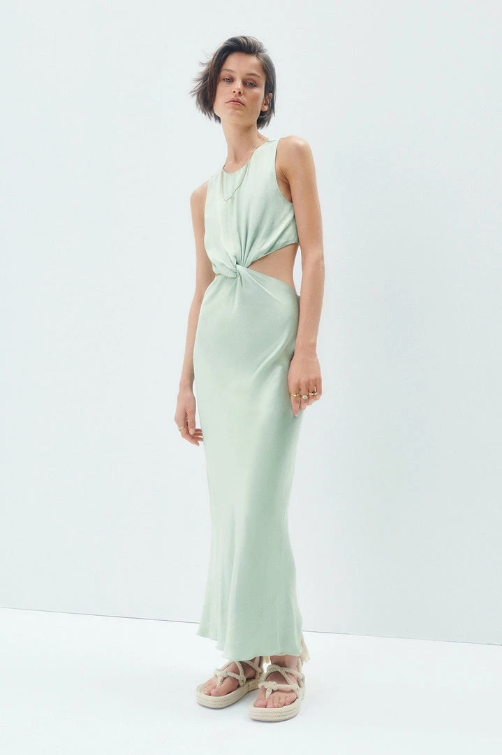 Shona Joy FELICITY TWIST FRONT SLEEVELESS MIDI DRESS - THYME
