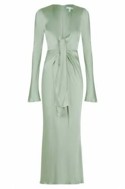 Shona Joy FELICITY PLUNGED TIE FRONT MIDI DRESS - THYME DRESSES