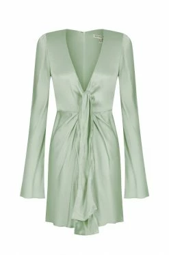 Shona Joy FELICITY PLUNGED TIE FRONT MINI DRESS - THYME DRESSES