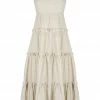 Shona Joy FIONA OPEN BACK TIERED MIDI DRESS - OATMEAL