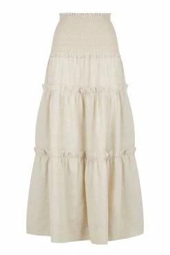 Shona Joy SKIRTS FIONA SHIRRED TIERED MIDI SKIRT - OATMEAL