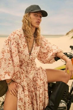 Shona Joy FLOR LINEN BALLOON SLEEVE DRAWSTRING MIDI DRESS DRESSES