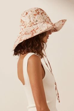 Shona Joy FLOR LINEN HAT ACCESSORIES