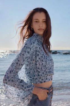 Shona Joy FRANCESCA HIGH NECK BALLOON SLEEVE CROP BLOUSE