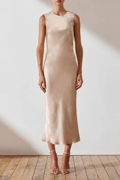 Shona Joy DRESSES LA LUNE BIAS SLEEVELESS MIDI DRESS - GOLD