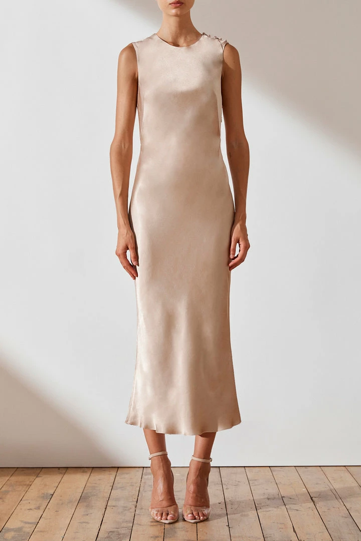 Shona Joy DRESSES LA LUNE BIAS SLEEVELESS MIDI DRESS - GOLD