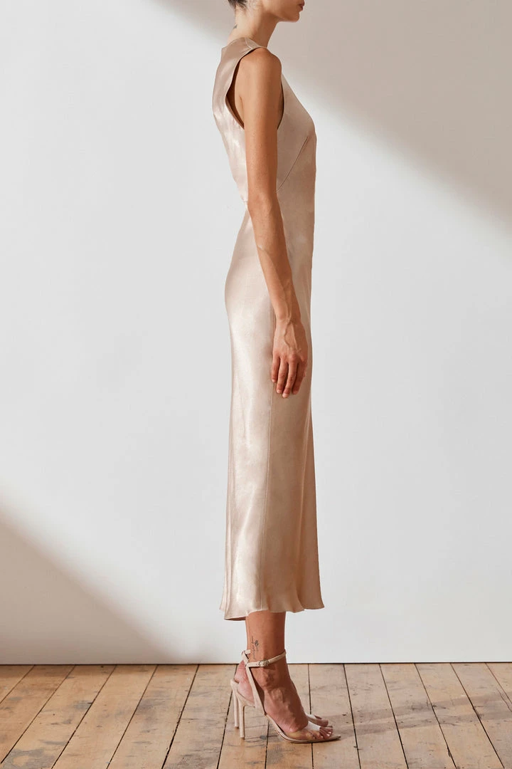 Shona Joy DRESSES LA LUNE BIAS SLEEVELESS MIDI DRESS - GOLD