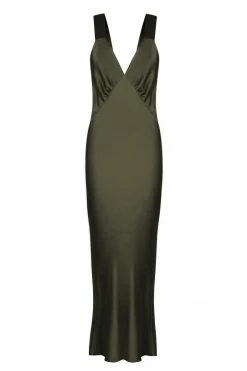 Shona Joy GIORGIA PLUNGED MIDI DRESS - FOREST DRESSES