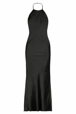 Shona Joy DRESSES LA LUNE LOW BACK HALTER NECK MIDI DRESS - BLACK