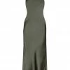 Shona Joy LA LUNE LOW BACK HALTER NECK MIDI DRESS - OLIVE