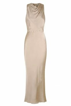 Shona Joy DRESSES LA LUNE HIGH NECK MIDI DRESS - GOLD